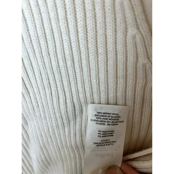 Wilfred Aritzia Ribbed Puff Sleeve Sweater Wool Cardigan Ivory Cream Sz Medium M - Picture 9 of 9